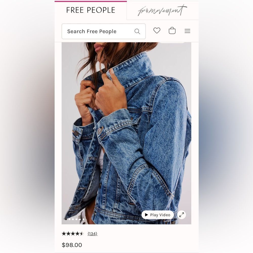 Free People Denim Jacket sz S Boho Western Layering Beach Coastal Preppy - Picture 16 of 16